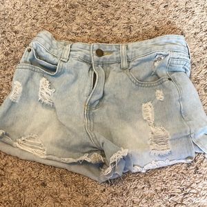 romwe ripped jean shorts